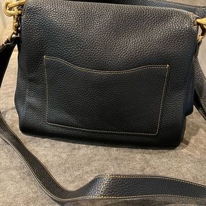 Coach purse, black leather with gold hardware